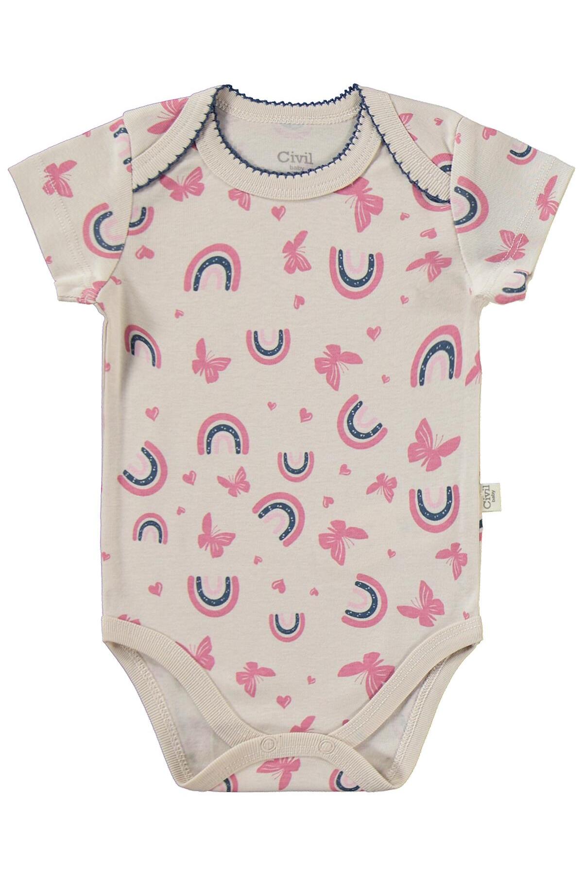 Civil Baby Kelebek Empirmeli 3 Lü 0-36 Ay Çıtçıtlı Badi - Bej 12-18 Ay fotoğrafı 4 (önizleme)