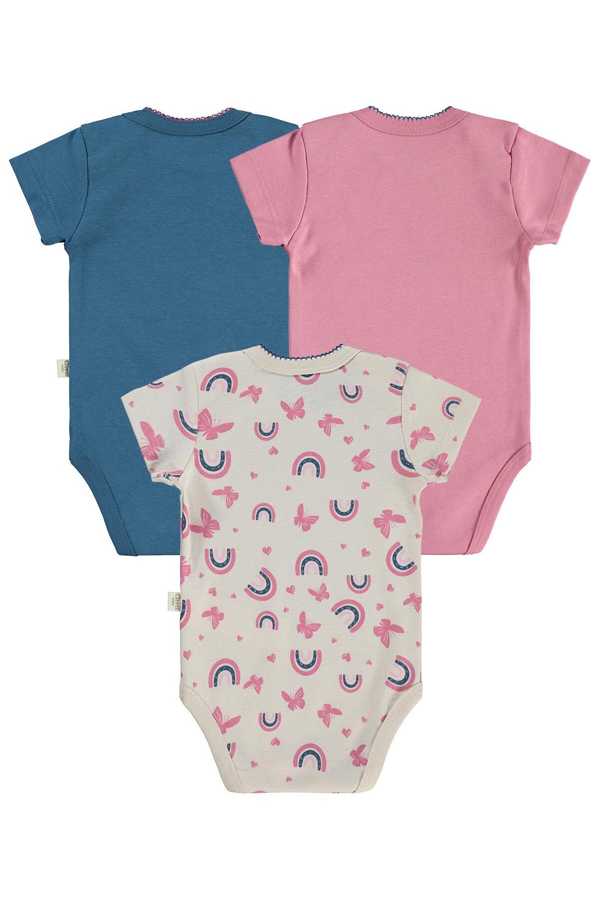 Civil Baby Kelebek Empirmeli 3 Lü 0-36 Ay Çıtçıtlı Badi - Bej 12-18 Ay fotoğrafı 6 (önizleme)