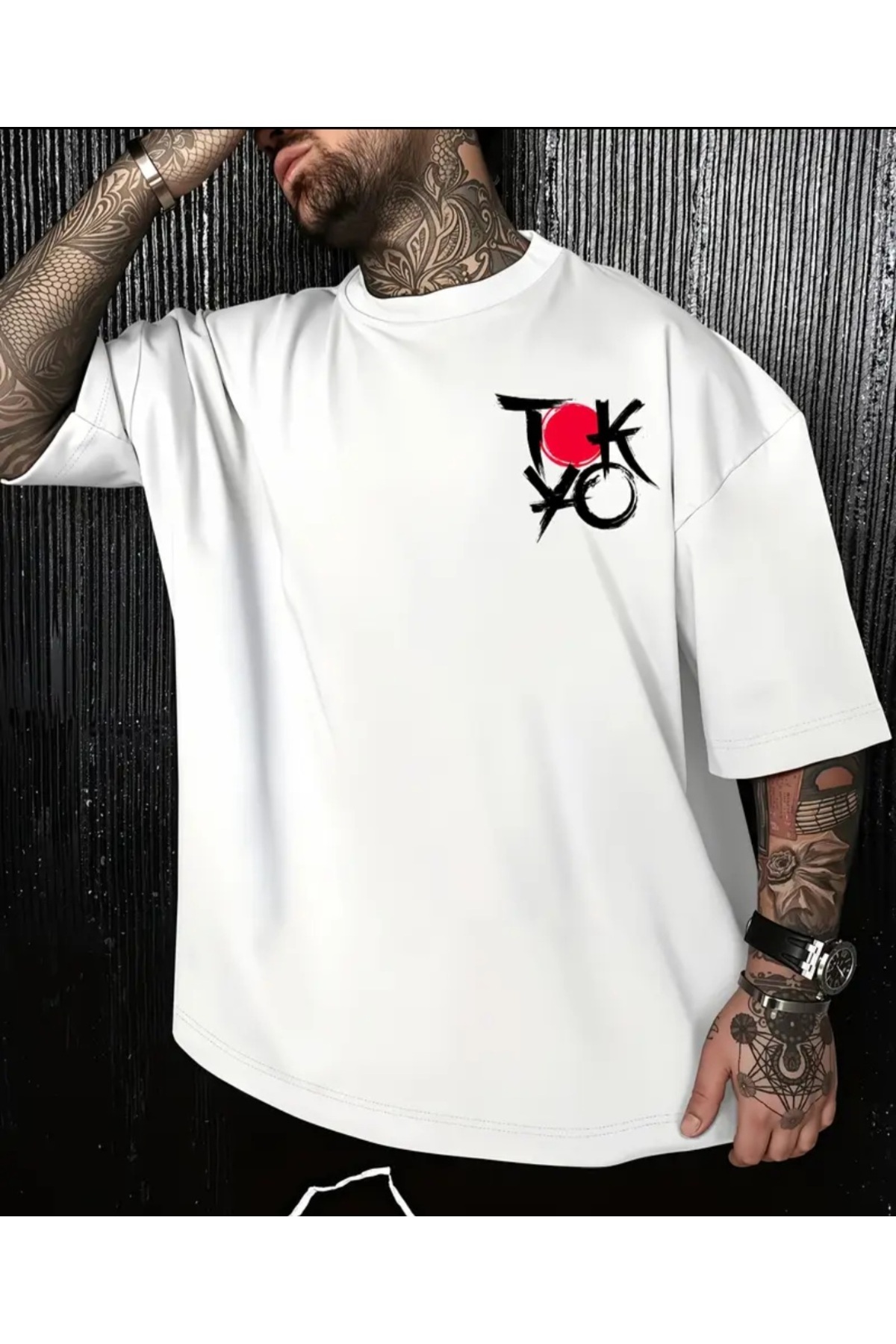 ORVIO Group Japon tarzı, Oversize tişört, Erkek tişört, Unisex tişört, Baskılı tişört, Sokak modası, Grafik görsel 2