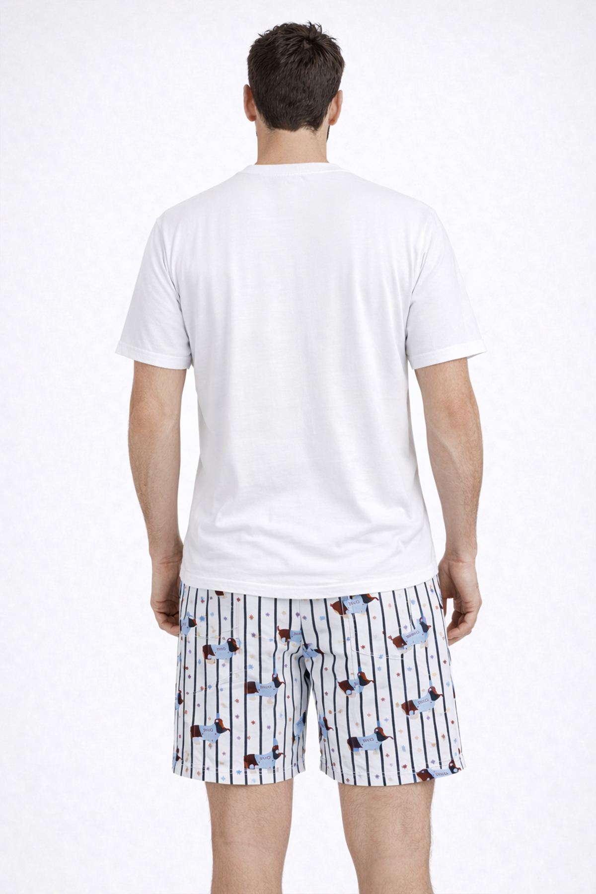 koza iç giyim  Erkek Pamuklu Köpek Baskılı Cepli Şort Pijama Takımı - Görsel 4