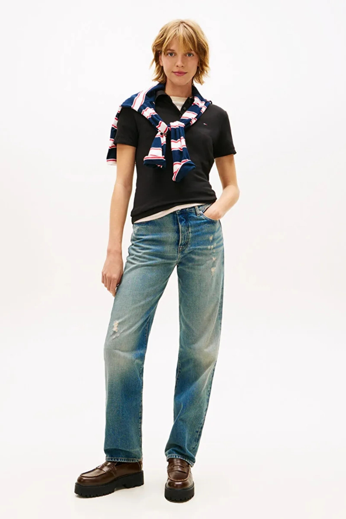 پولوشرت زنانه یقه پلو | تامی هیلفیگر Tommy Hilfiger DW0DW20160BDS VN - تصویر 2