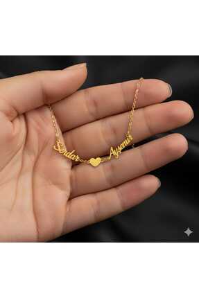 Shiny Jewellery 925 Ayar Gümüş Kişiye Özel İsimli Ortası Kalpli Aile Kolyesi ...