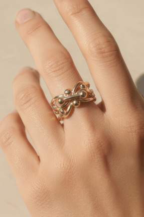 vera noa jewelry Atom Ayarlanabilir Gold Çelik Yüzük