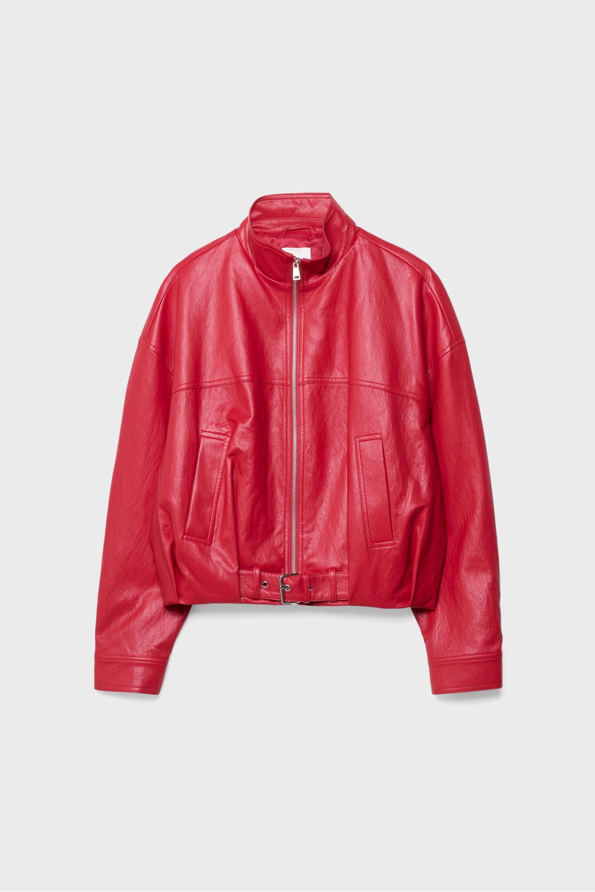 Stradivarius  Kemer detaylı suni deri balon ceket - Görsel 6