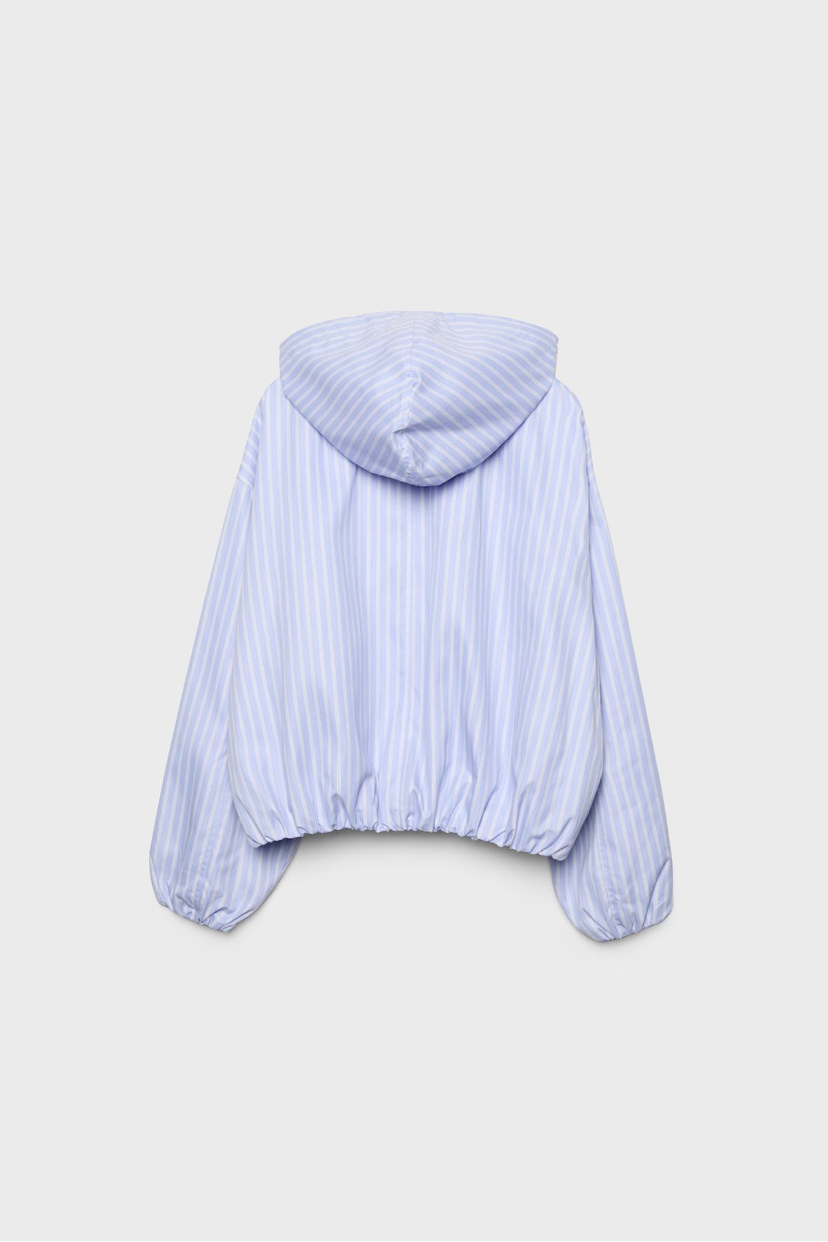 Stradivarius  Basic naylon çizgili kapüşonlu ceket - Görsel 7