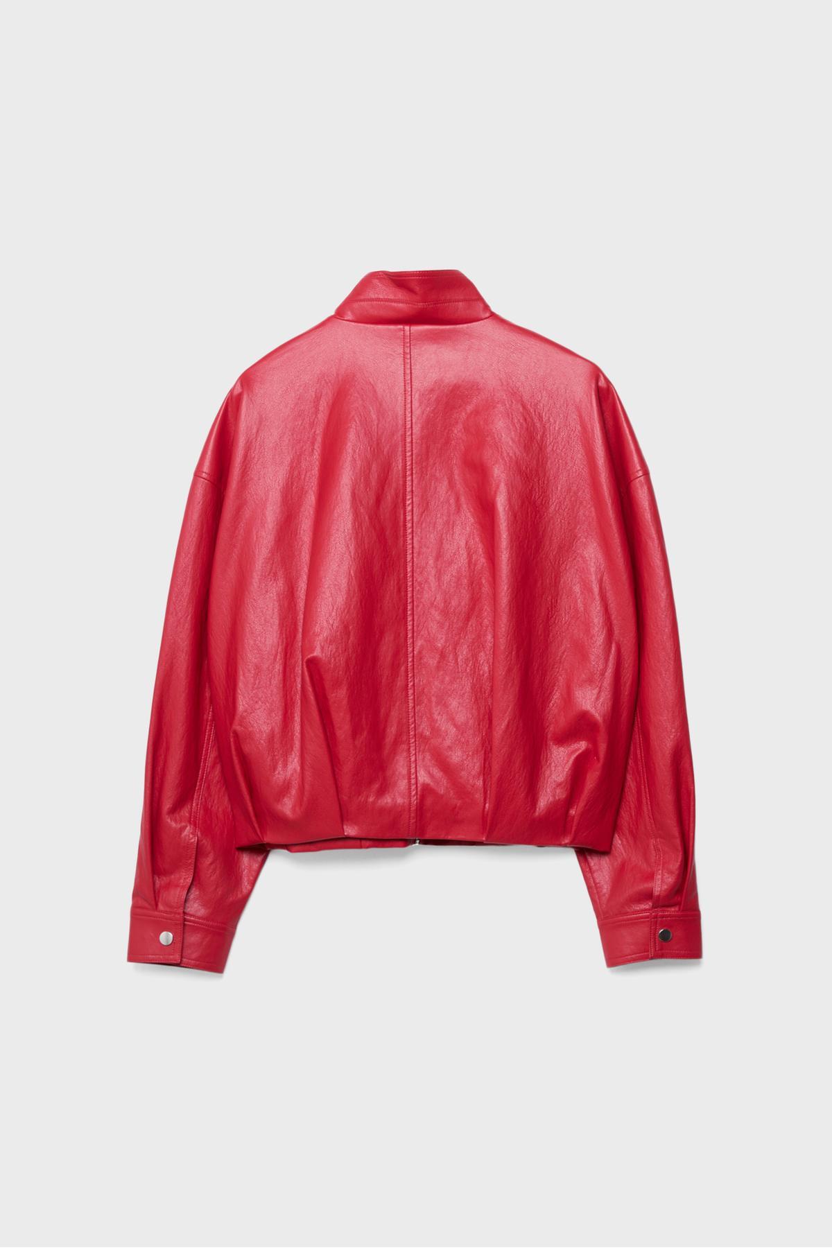 Stradivarius  Kemer detaylı suni deri balon ceket - Görsel 7