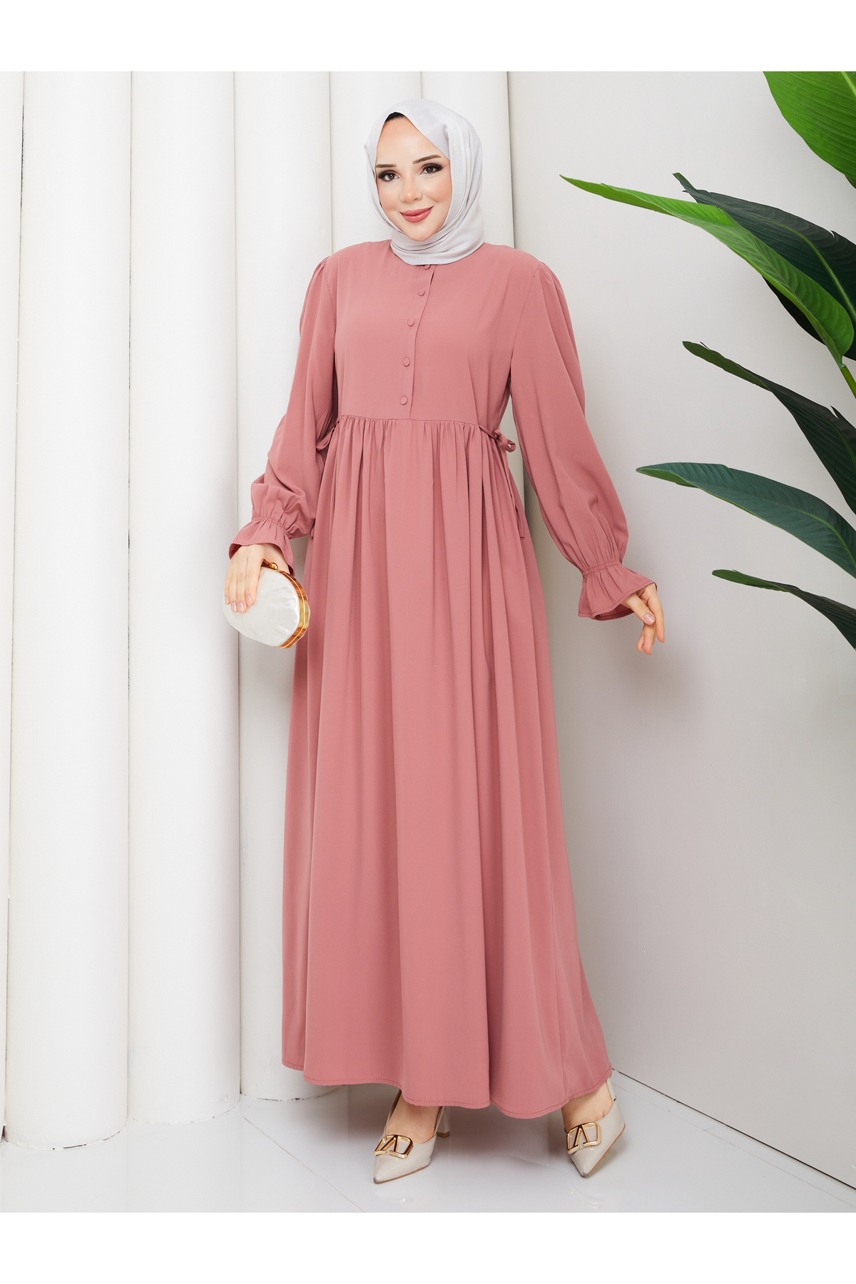 Medina Silk Modest Dress with Laced Sides RC6039