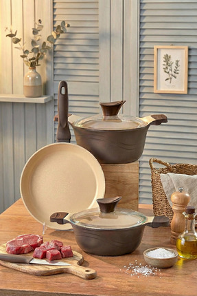 kochler Seramik Kaplama Yanmaz Yapışmaz 3’lü Döküm Tencere Seti