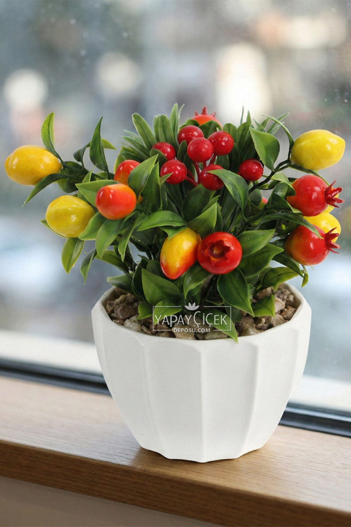 Yapay Çiçek Deposu Miniature Fruit Garden Arrangement in White Pot 20 ...