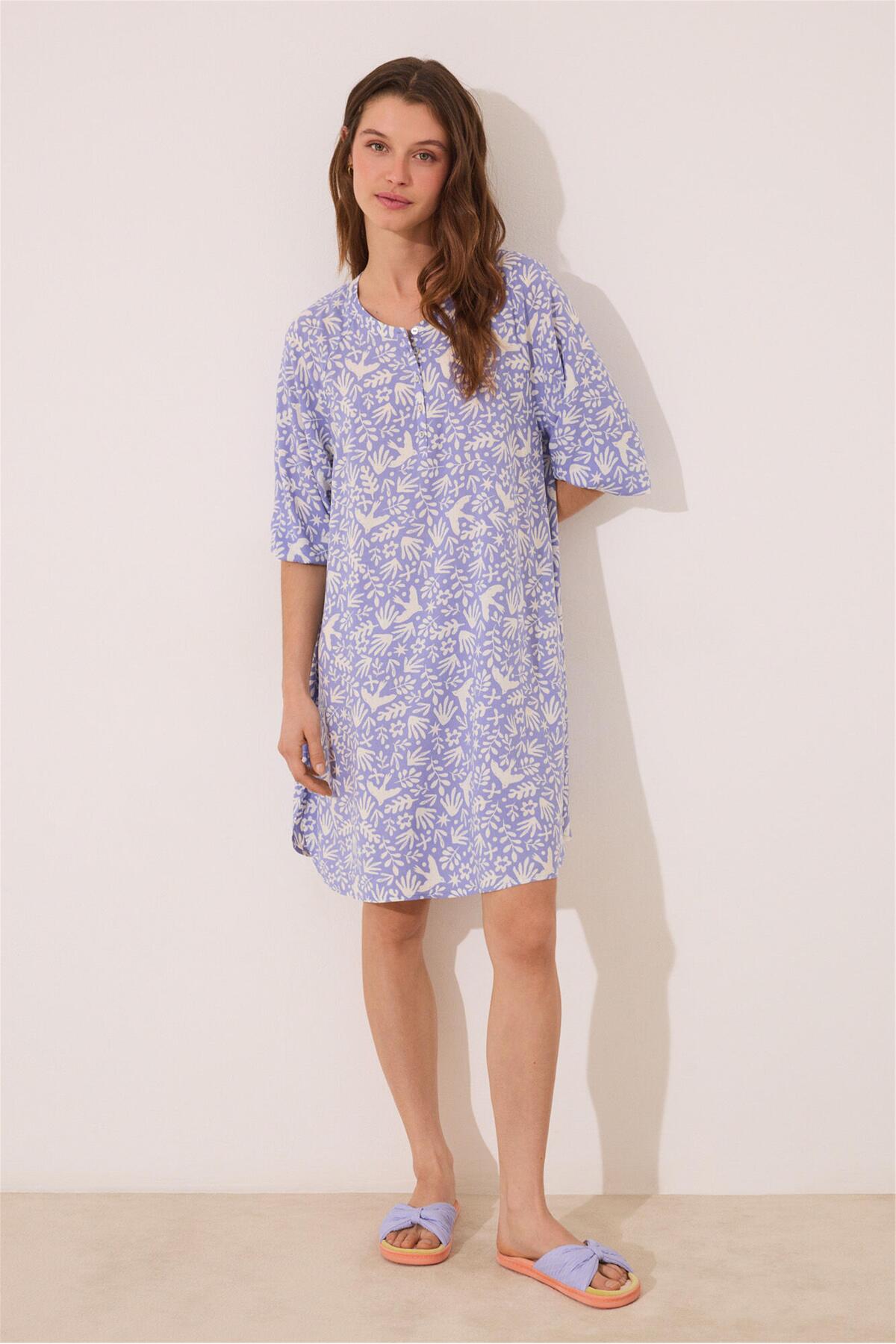 Perspective Women Secret Mor Truvakar Kol Desenli Kısa Gecelik