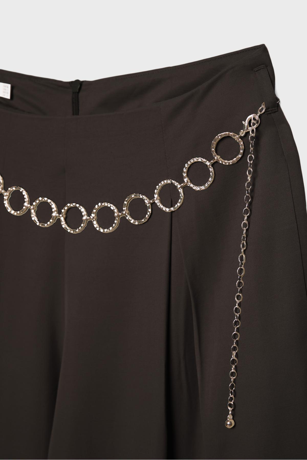 Stradivarius  Zincir detaylı liyosel pensli pantolon - Görsel 8