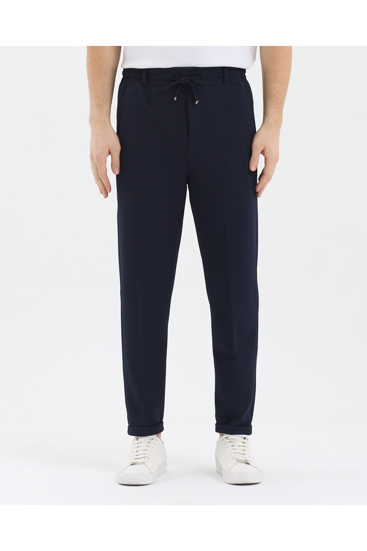 pandy  Erkek Bel Lastikli Yarım Kemerli Likralı Paça Katlamalı Regular Fit Pantolon - Görsel 2