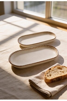 Kütahya Porselen Ottoman Elegance 2 Adet 21 cm Kayık Tabak Seti