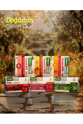 happy more Kış Paketi - B12, C1000, D3K2, Iron+C, Folic Asid400, Zinc15