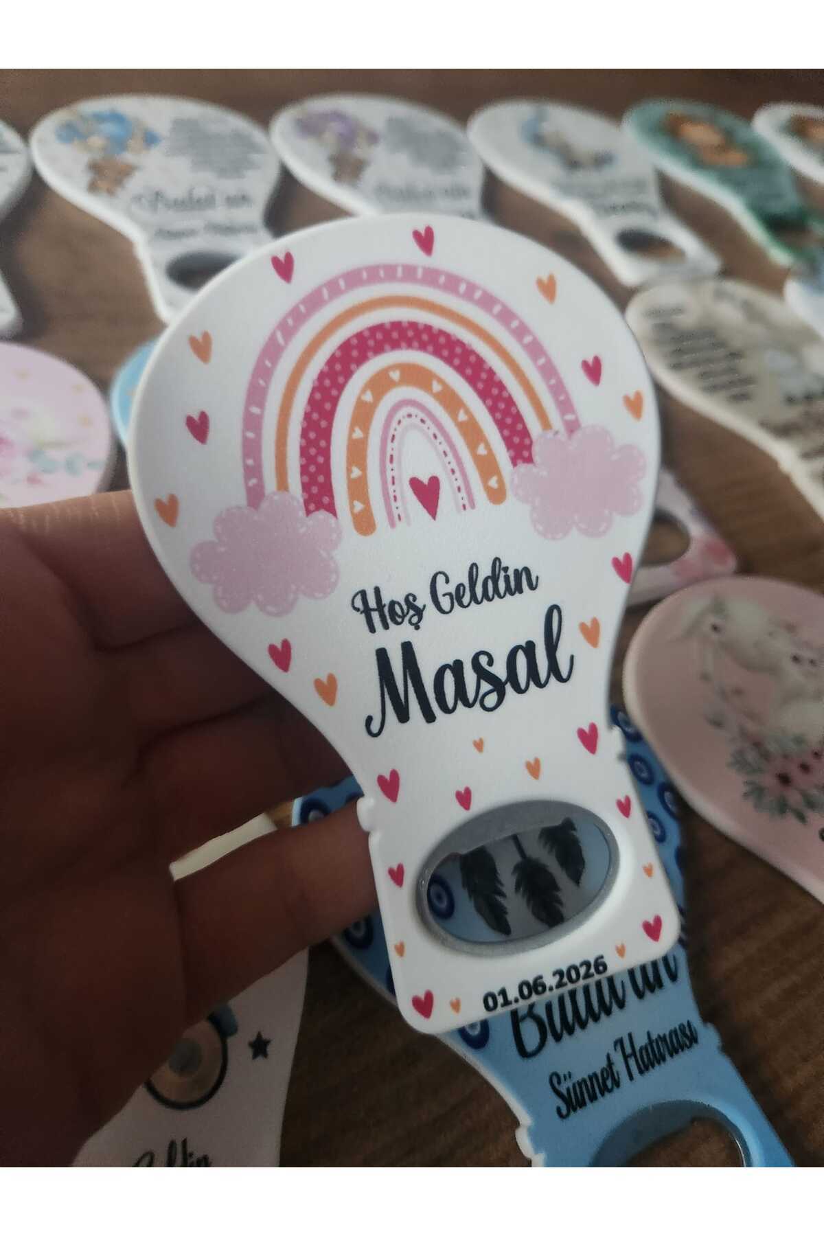 Rainbow Theme Balloon Opener Magnet Newborn Baby Mevlidi Birthday Gift Magnet - 10 PCS