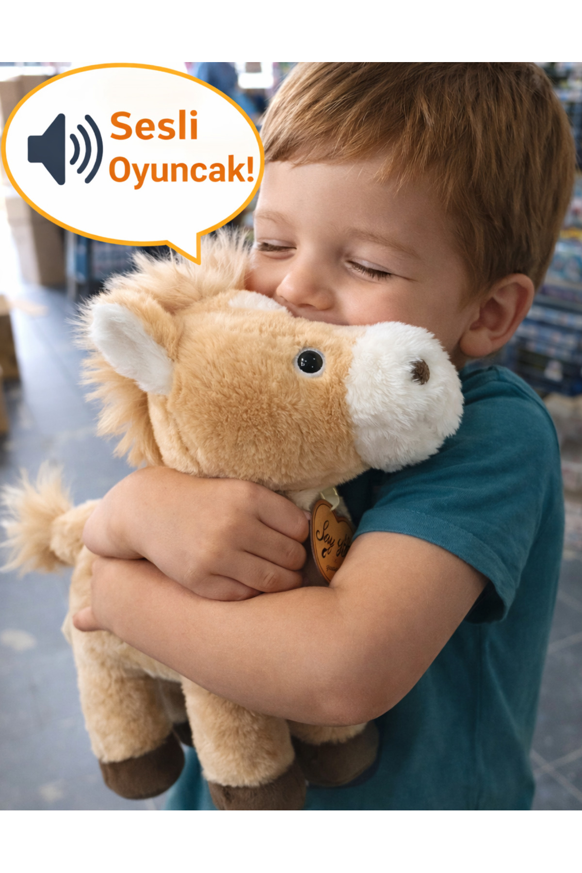 Sesli Peluş At – Yumuşacık, Eğlenceli ve Sevimli Oyuncak 30 cm