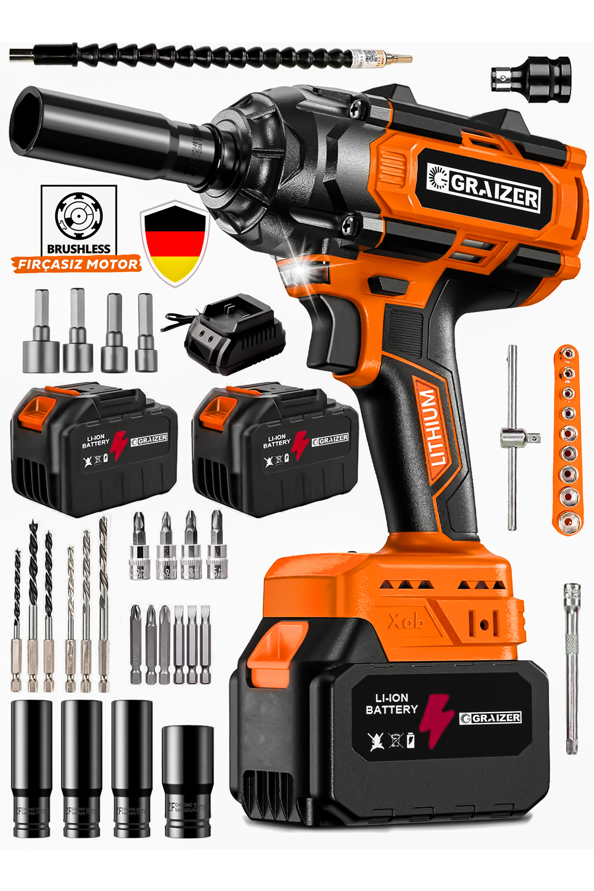 Graizer Trex T1600 Nm Brushless Akülü Somun Bijon Sökme Takma
