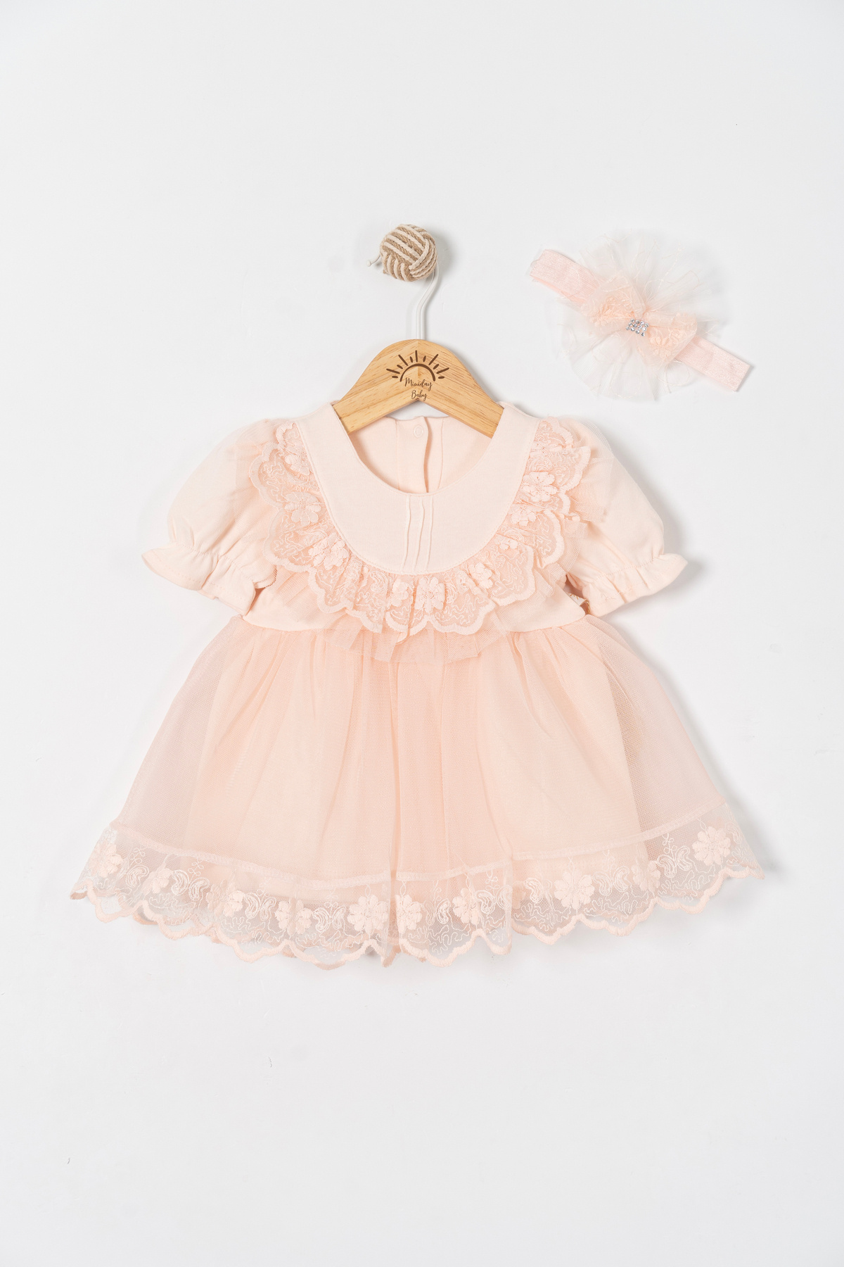 Miniday Baby Kız Bebek Mevlütlük Elbise Yazlık Bandanalı Dantelli Yeni Doğan Hastane Çıkışı Gelinlik Abiye 4010 fotoğrafı 2 (önizleme)