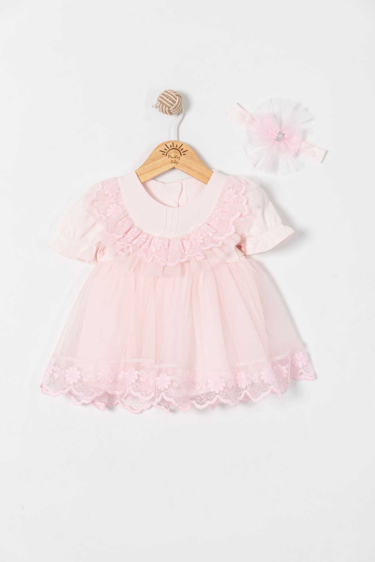 Miniday Baby Kız Bebek Mevlütlük Elbise Yazlık Bandanalı Dantelli Yeni Doğan Hastane Çıkışı Gelinlik Abiye 4010 fotoğrafı 2 (önizleme)