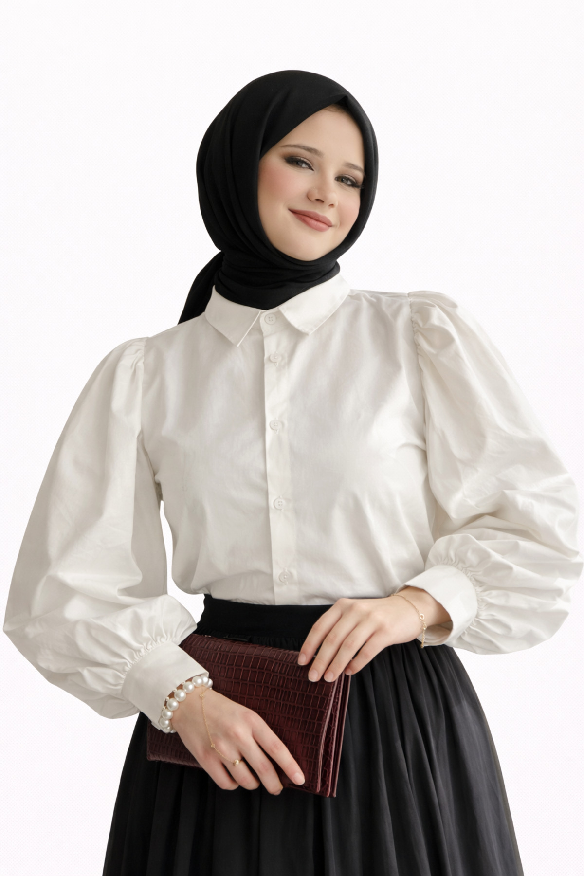 PIOVE  Uzun Kollu Düğmeli Gömlek – Pure White - Görsel 2