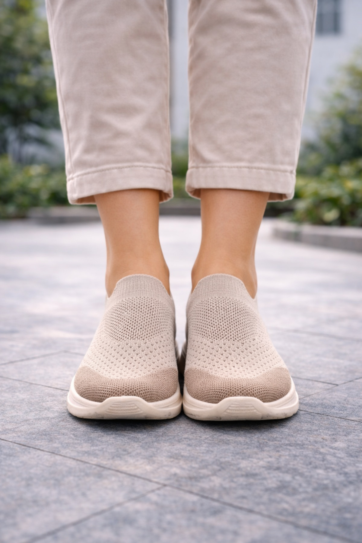 Encool Kadın Kahverengi Sneaker | Hafif, Nefes Alabilen Triko Bez Ayakkabı, Günlük Yürüyüş Ayakkabısı görsel 3