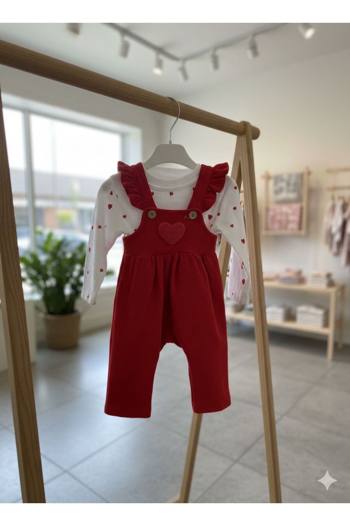 Efemkids 0/12 Ay 2 Li Kız Bebek Tulum Kalp Nakışlı Yenidoğan Tulum Slopet Jile body+slopet fotoğrafı 3 (önizleme)