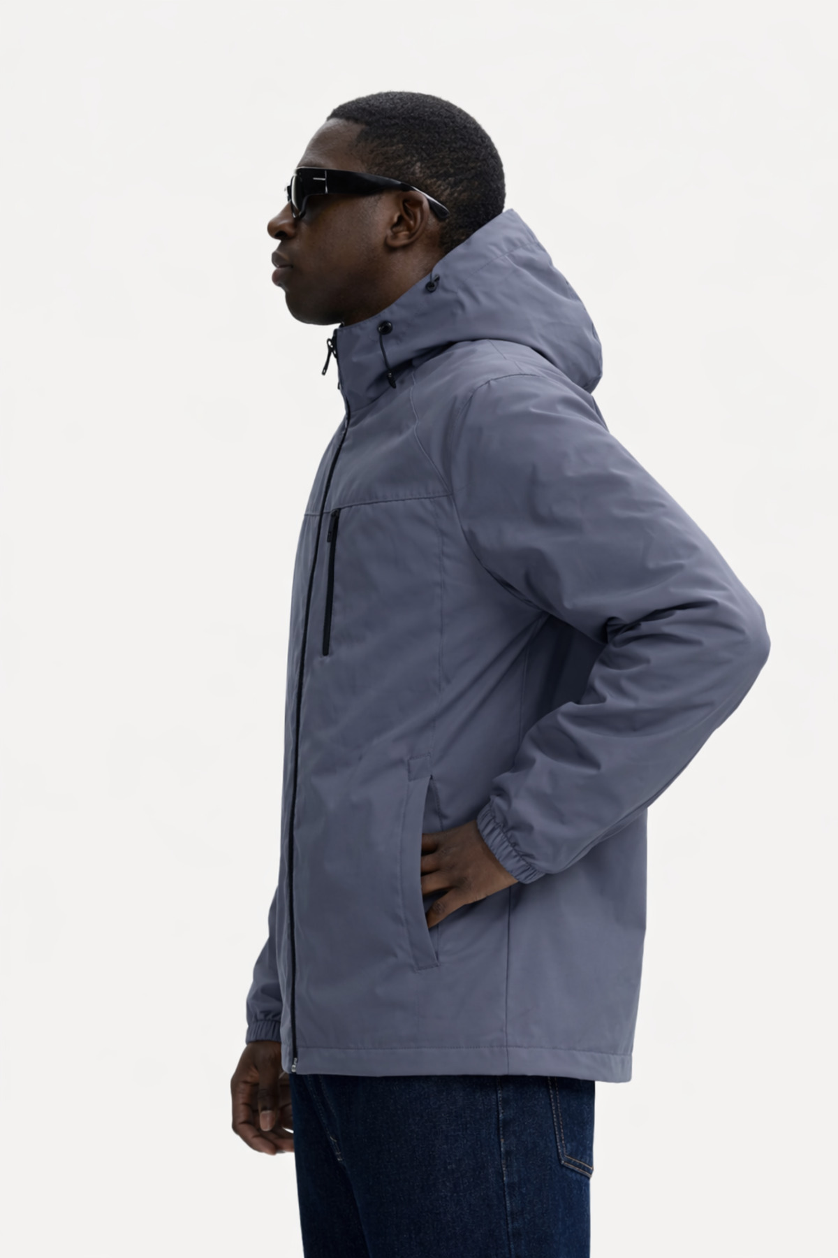 DAMGA JEANS  Erkek Astarlı Trend Oversize Füme Yağmurluk & Rüzgarlık - Görsel 5