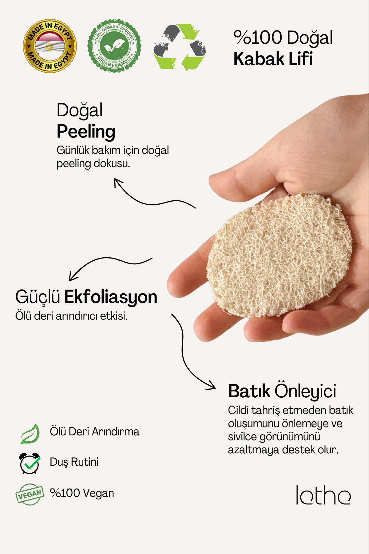 Doğal 3'lü Kabak Lifi Yüz Kesesi, Yüz Peeling Etkili, Cilt Temizleme, Unisex, Hijyen Bantlı — LTYPKL-03 — تصویر 2 از 4