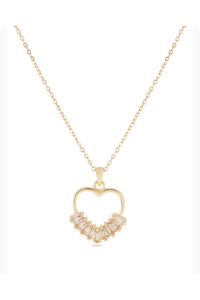 takiincim Kalp Baget Çelik Kolye Gold