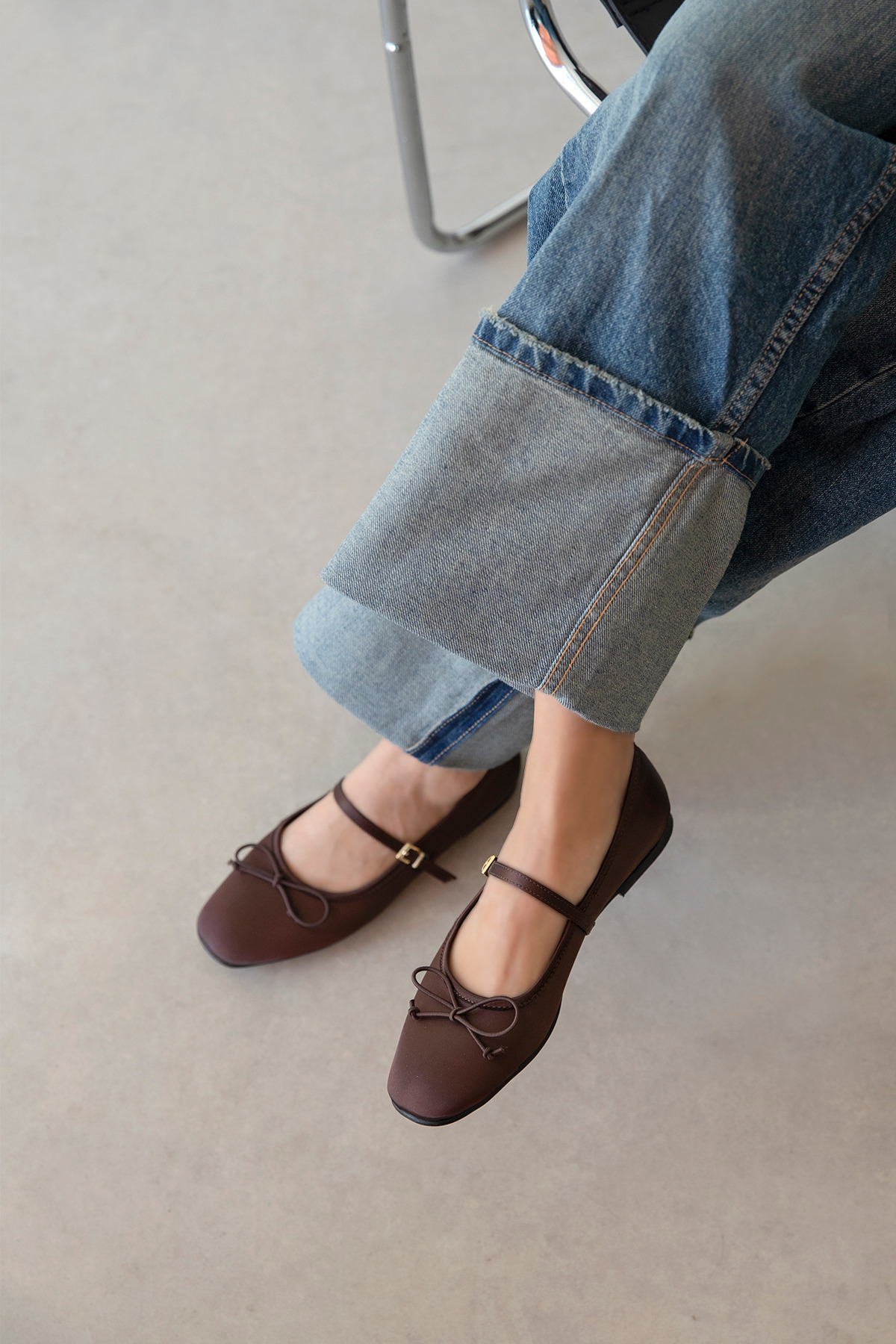 Straswans  Maxy Kadın Fiyonk Detay Saten Babet Kahve - Görsel 3