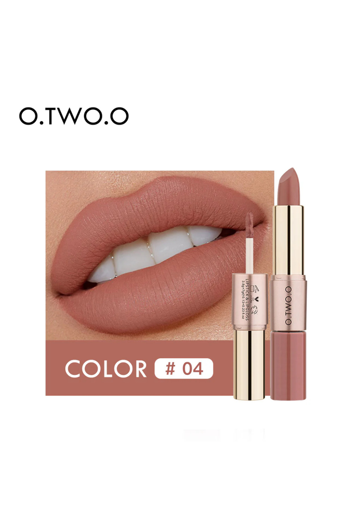 O.TWO.O Cosmetics 2-in-1 Matte Liquid Lipstick – High Pigment. Long Wear. Double Impact (Color RGLL04)