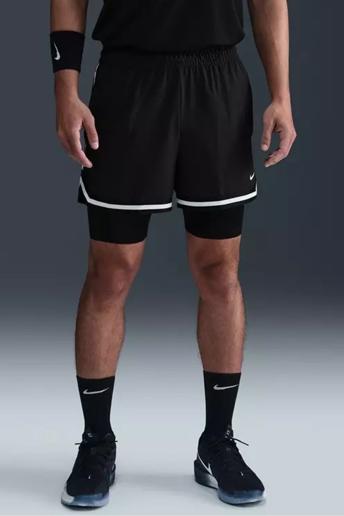 شلوارک بسکتبال مردانه DNA Dri Fit سایز ۴ اینچ، ۲ در ۱، ۱۰ سانتی‌متر، مشکی نایکی شورت ورزشی Nike