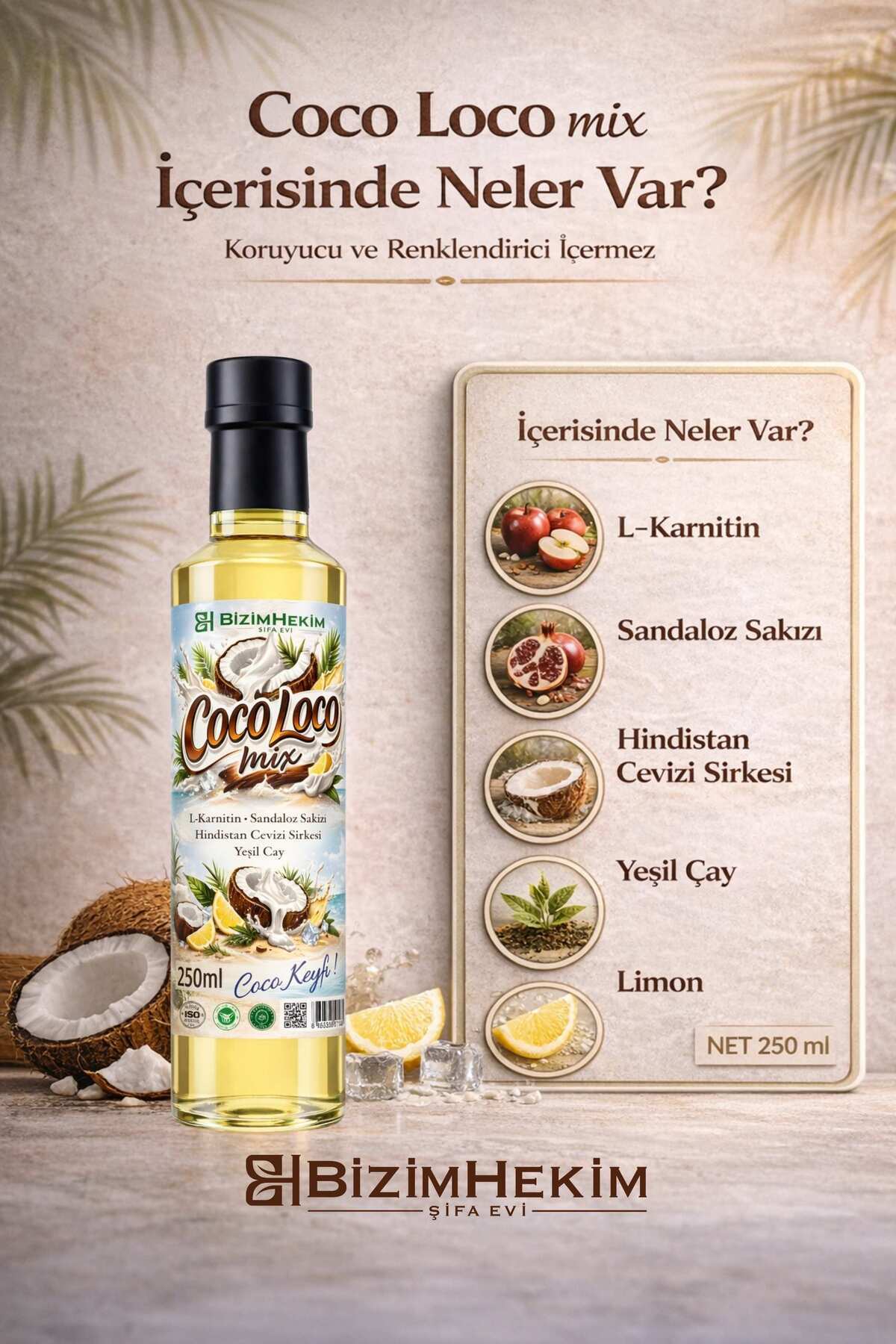 BİZİMHEKİM ŞİFA EVİ Coco Loco Coconut Mix 3'lü set- 250 ml