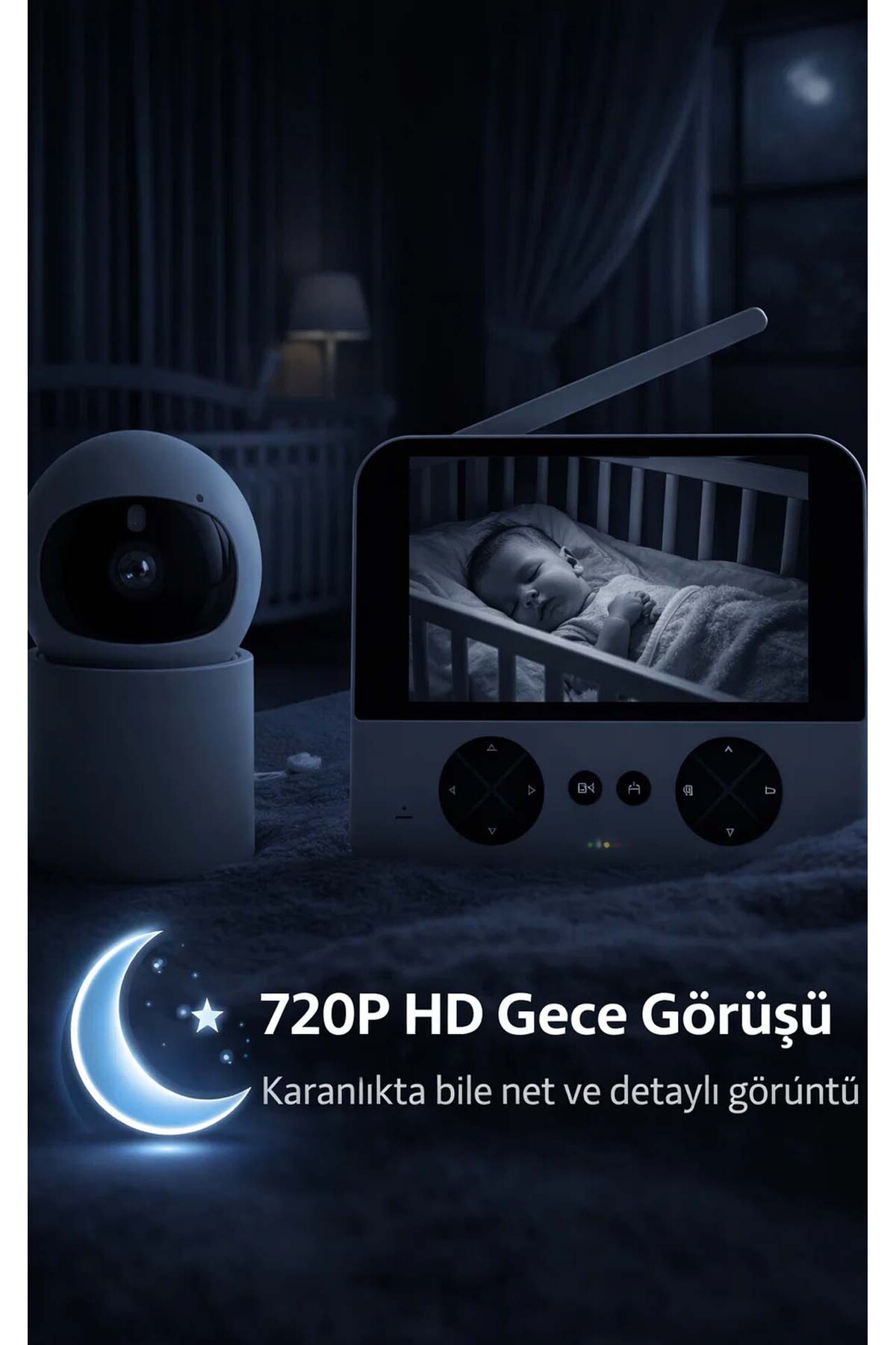 FaroxTech Uzaktan Kontrollü Dönebilen Bebek Kamerası - 720P HD Görüntü & Geniş Kapsama Alanı fotoğrafı 3 (önizleme)