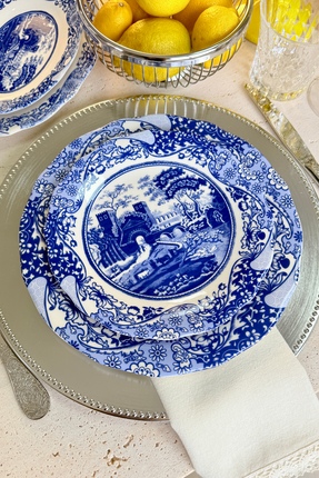 porselenden Carbon Blue 6 kişilik 21 cm Özel Tasarım Premium Porselen Pasta T...