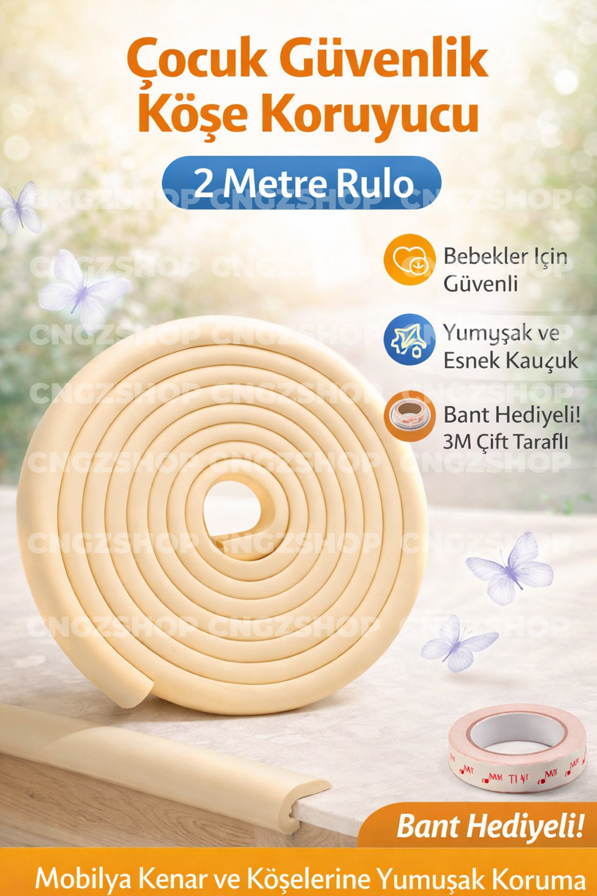 CNGZSHOP 2 Metre Sarmal Kenar Koruyucu – Bebek ve Çocuklar İçin Kalın Kauçuk Masa Köşe Kenar Koruma fotoğrafı 5 (önizleme)