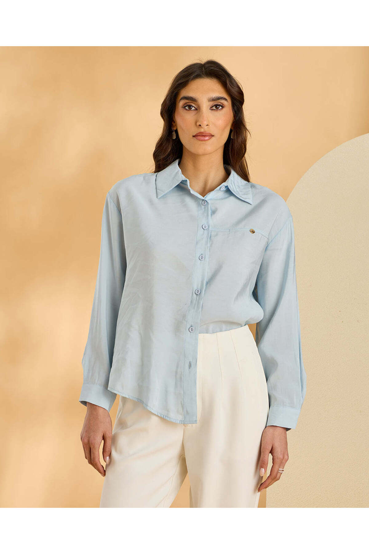 REDTAG Women Blue Button Front Blouse