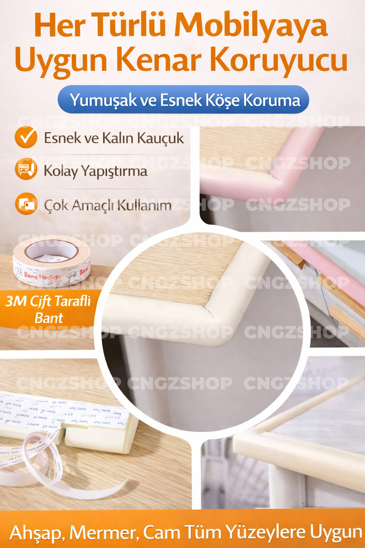 CNGZSHOP 2 Metre Sarmal Kenar Koruyucu – Bebek ve Çocuklar İçin Kalın Kauçuk Masa Köşe Kenar Koruma fotoğrafı 7 (önizleme)