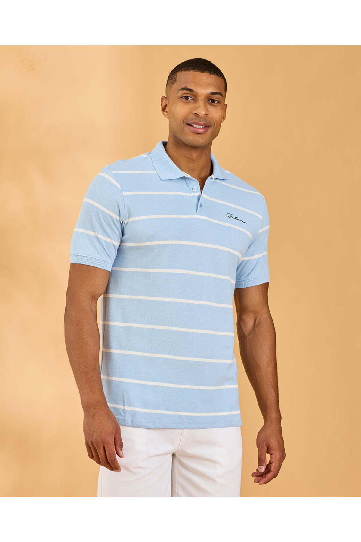 REDTAG Men Blue Jacquard Polo Shirt
