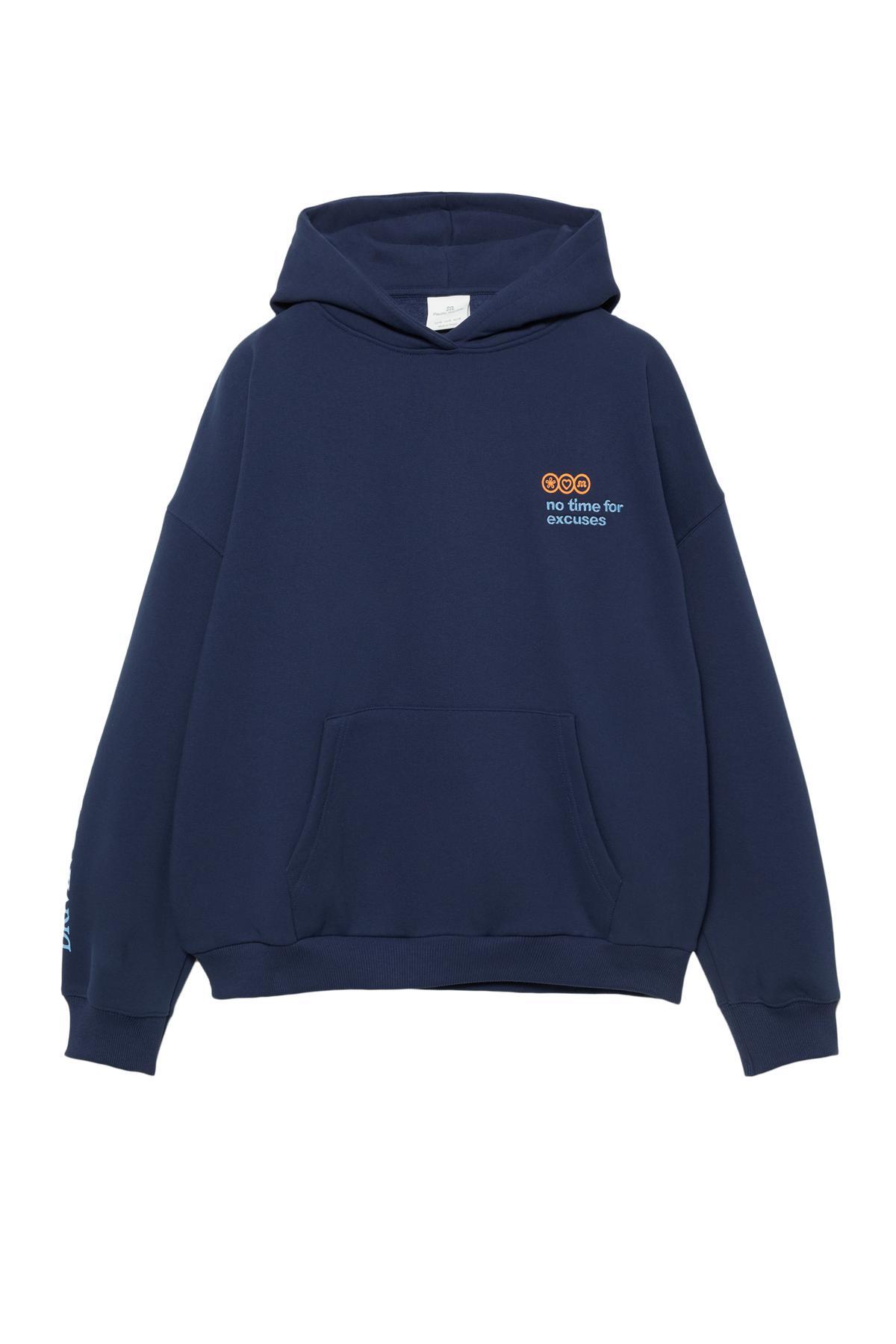 Pull & Bear  Grafik baskılı bisiklet yaka sweatshirt - Görsel 4