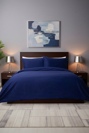 linessia home Çift Kişilik Premium Pamuk Saten Çizgili Nevresim Takımı