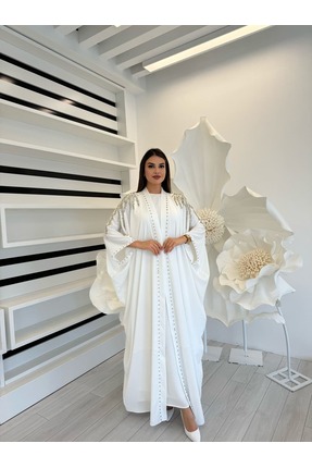 White Corner 2951 KRİSTAL TAŞLI ABAYA