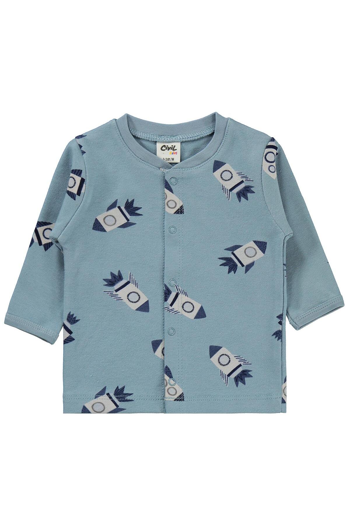 Civil Baby Roket Empirme 1-9 AY Pijama Takımı - Mavi 6-9 Ay fotoğrafı 2 (önizleme)