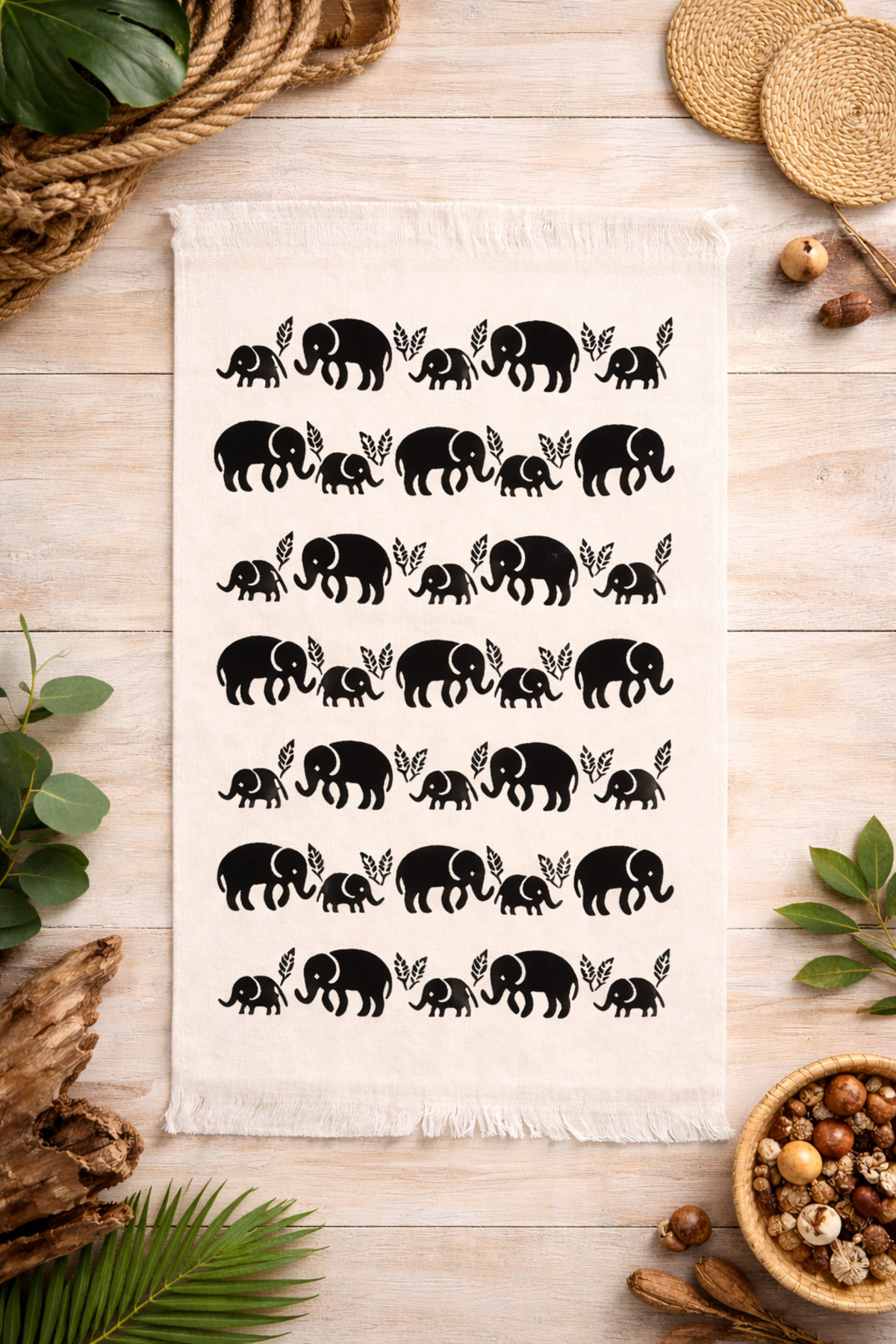 100% Cotton Fringed Digital Print Hand & Face Towel 40x60 cm–Soft Texture,Highly Water Absorbent Kitchen Towel