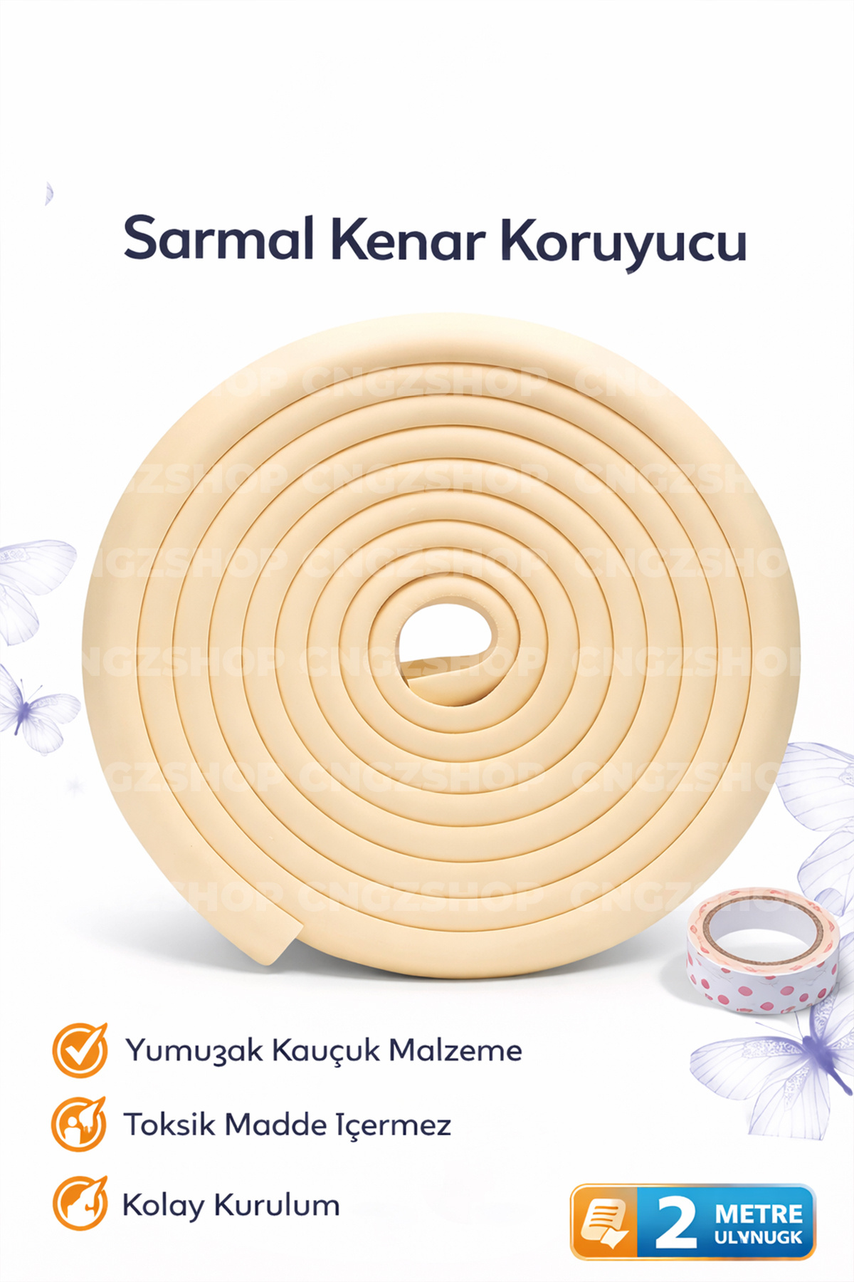 CNGZSHOP 2 Metre Sarmal Kenar Koruyucu – Kalın Kauçuk Bebek Çocuk Masa Köşe Koruma fotoğrafı 3 (önizleme)