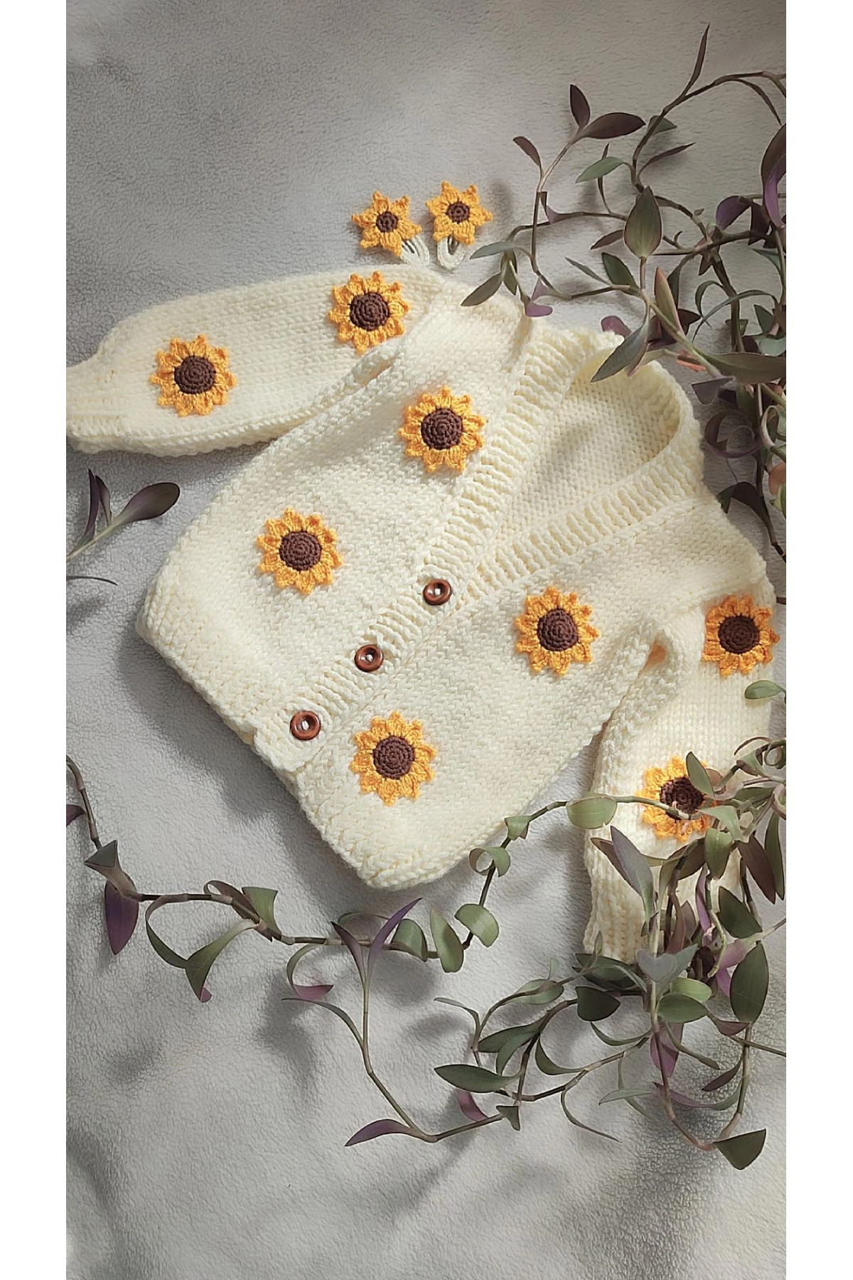 örgü Hüma Natural El Örgüsü 1 Yaş Bebek Hırka fotoğrafı 2 (önizleme)