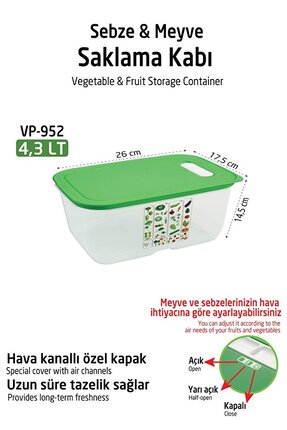 Comprox Yeşillik Saklama Kabı 4.3 Litre