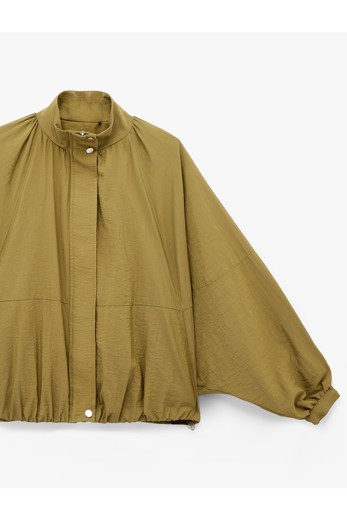 Koton  Paraşüt Kumaş Uzun Kollu Cepli Dik Yaka Fermuarlı Oversize Yağmurluk - Görsel 3