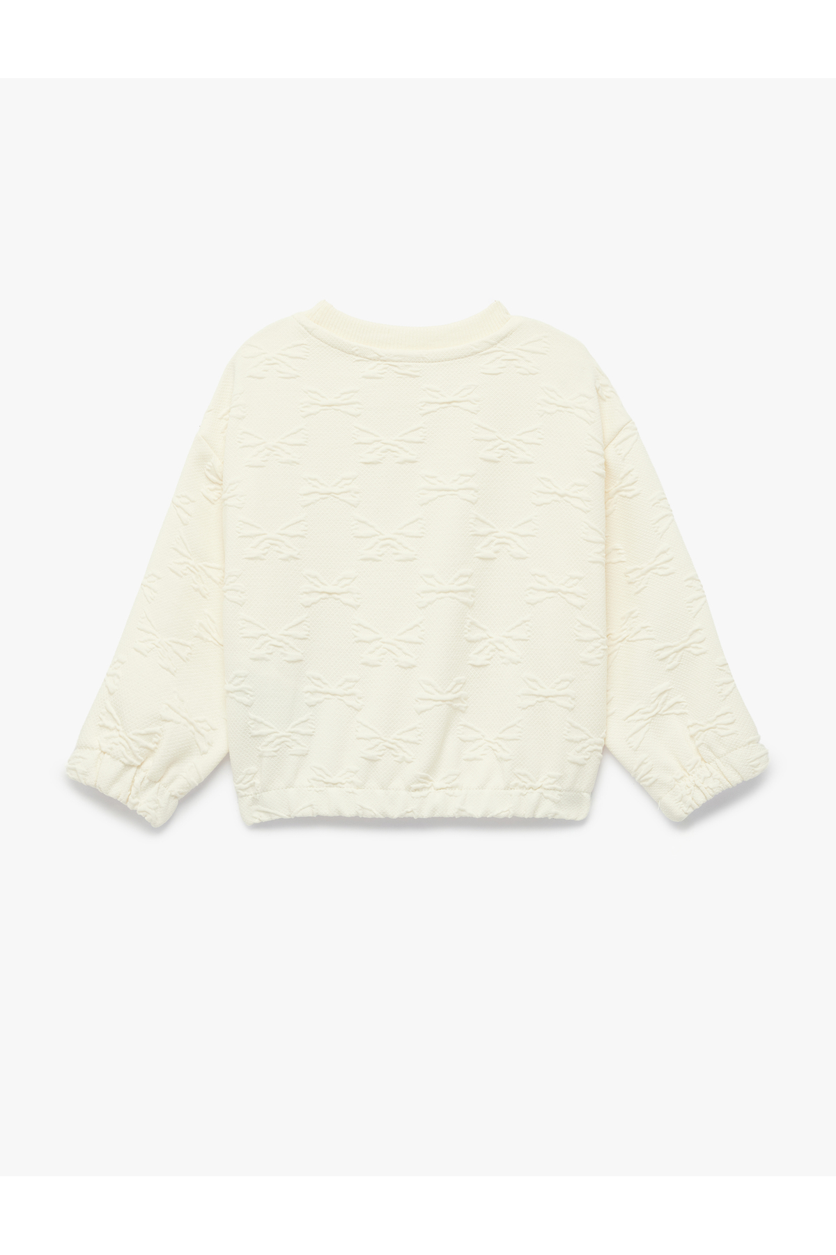 Koton Uzun Kollu Bisiklet Yaka Fiyonk Detaylı Dokulu Sweatshirt fotoğrafı 3 (önizleme)