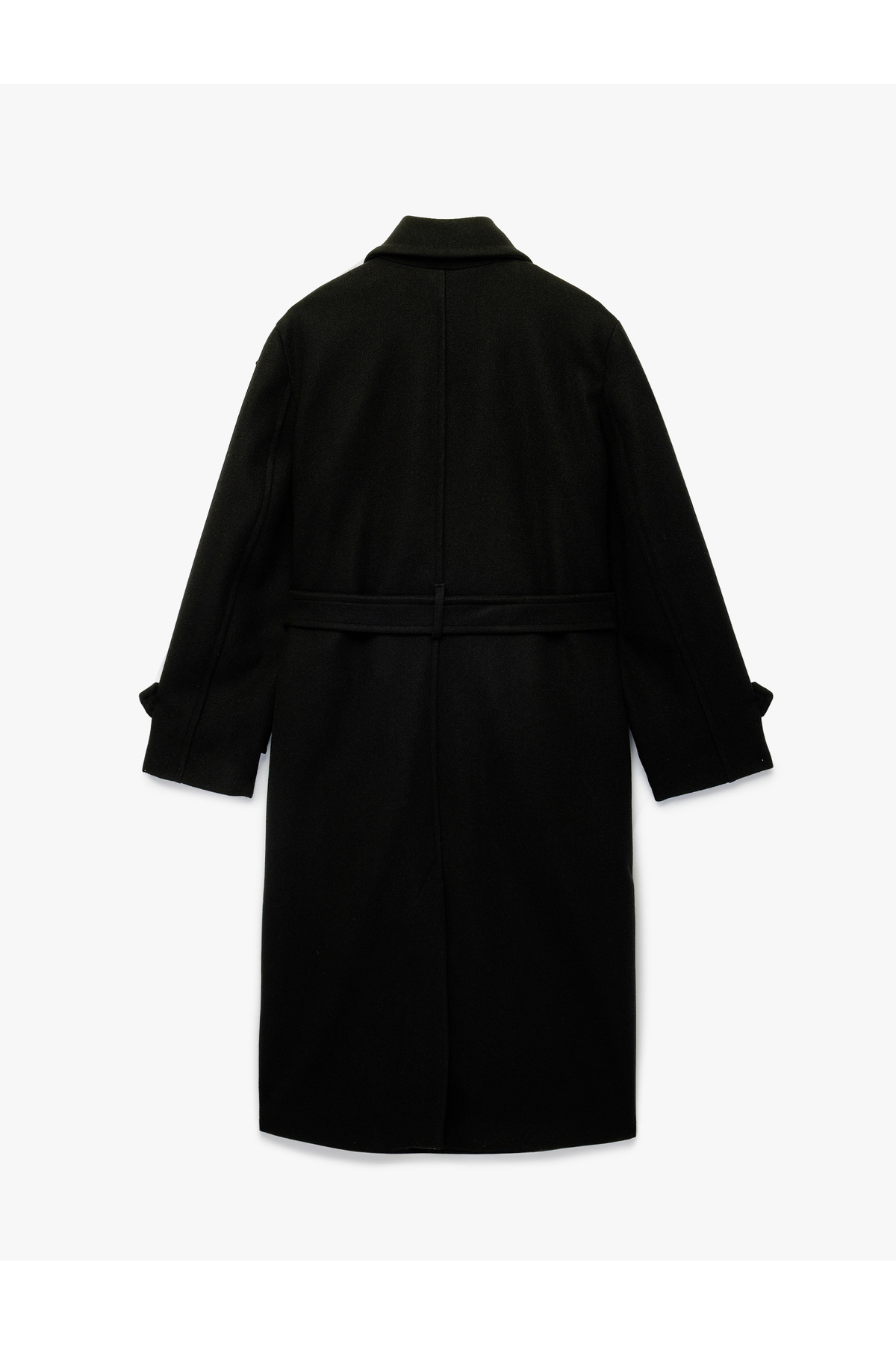 Koton  Uzun Kollu Cepli Düğmeli Kuşak Detaylı Kruvaze Kaşe Trenç Kaban - Görsel 3